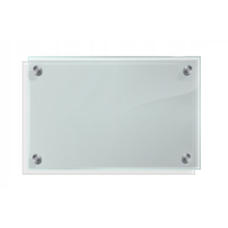 Panel szklany hartowany 90x70 PRZEZROCZYSTY 4mm SREBRNE PINY