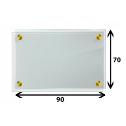 Panel szklany hartowany 90x70 PRZEZROCZYSTY 4mm ZŁOTE PINY