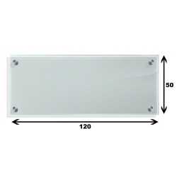 Panel szklany hartowany 120x50 PRZEZROCZYSTY 6mm SREBRNE DYSTANSE