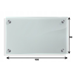 Panel szklany hartowany 100x50 PRZEZROCZYSTY 6mm SREBRNE DYSTANSE