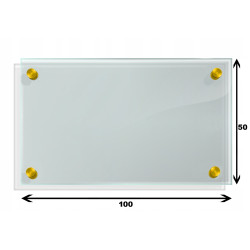 Panel szklany hartowany 100x50 PRZEZROCZYSTY 6mm ZŁOTE DYSTANSE