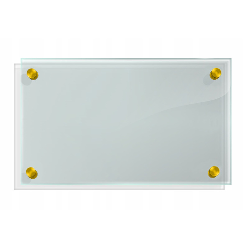 Panel szklany hartowany 100x50 PRZEZROCZYSTY 4mm ZŁOTE DYSTANSE