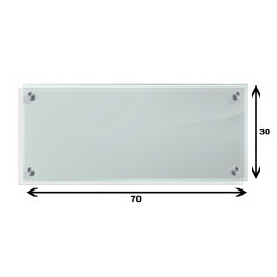 Panel szklany hartowany 70x30 PRZEZROCZYSTY 6mm SREBRNE DYSTANSE