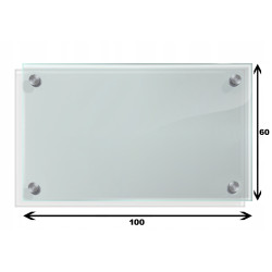 Panel szklany hartowany 100x60 PRZEZROCZYSTY 6mm SREBRNE PINY