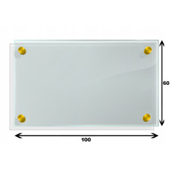 Panel szklany hartowany 100x60 PRZEZROCZYSTY 4mm ZŁOTE DYSTANSE