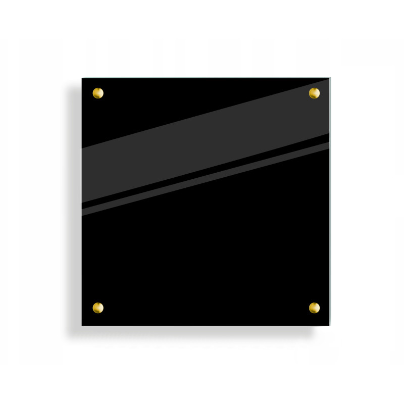 PANEL SZKLANY DO KUCHNI 60x60cm CZARNY 6mm ZŁOTE DYSTANSE