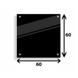 PANEL SZKLANY DO KUCHNI 60x60cm CZARNY 6mm SREBRNE PINY