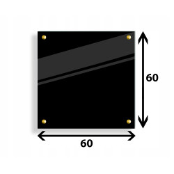PANEL SZKLANY DO KUCHNI 60x60cm CZARNY 6mm ZŁOTE PINY