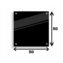 PANEL SZKLANY DO KUCHNI 50x50cm CZARNY 4mm SREBRNE PINY