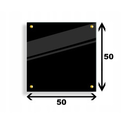 PANEL SZKLANY DO KUCHNI 50x50cm CZARNY 4mm ZŁOTE PINY