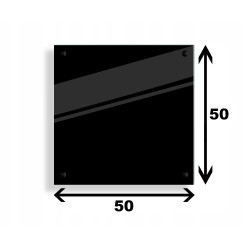 PANEL SZKLANY DO KUCHNI 50x50cm CZARNY 4mm CZARNE PINY
