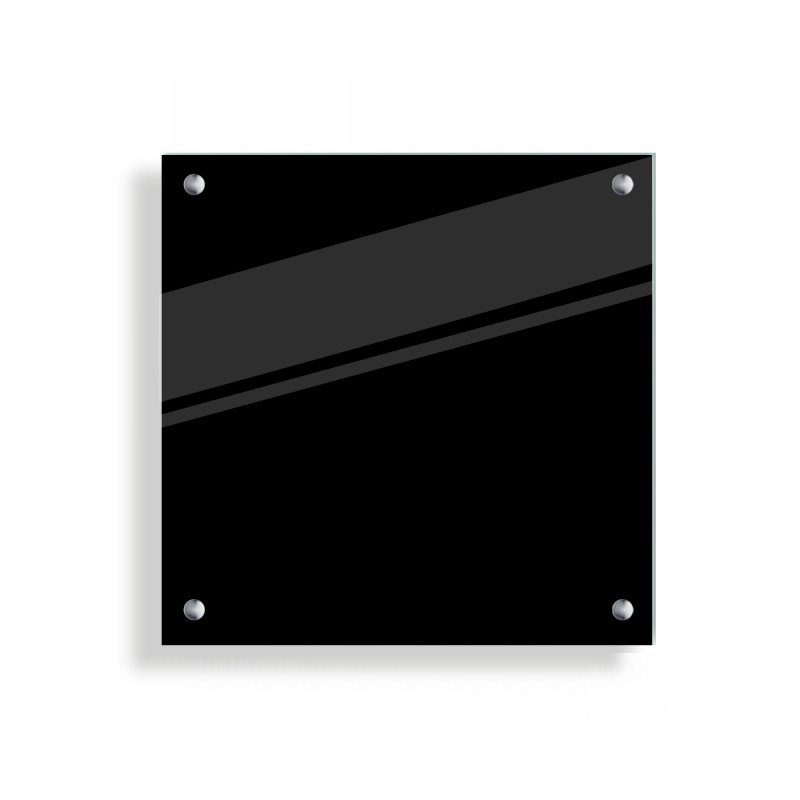 PANEL SZKLANY DO KUCHNI 50x50cm CZARNY 6mm SREBRNE DYSTANSE