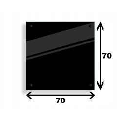 PANEL SZKLANY DO KUCHNI 70x70cm CZARNY 6mm CZARNE DYSTANSE