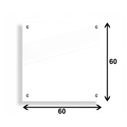 PANEL SZKLANY DO KUCHNI 60x60cm BIAŁY 6mm SREBRNE DYSTANSE