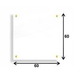PANEL SZKLANY DO KUCHNI 60x60cm BIAŁY 6mm ZŁOTE PINY