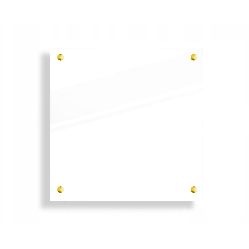 PANEL SZKLANY DO KUCHNI 60x60cm BIAŁY 4mm ZŁOTE PINY