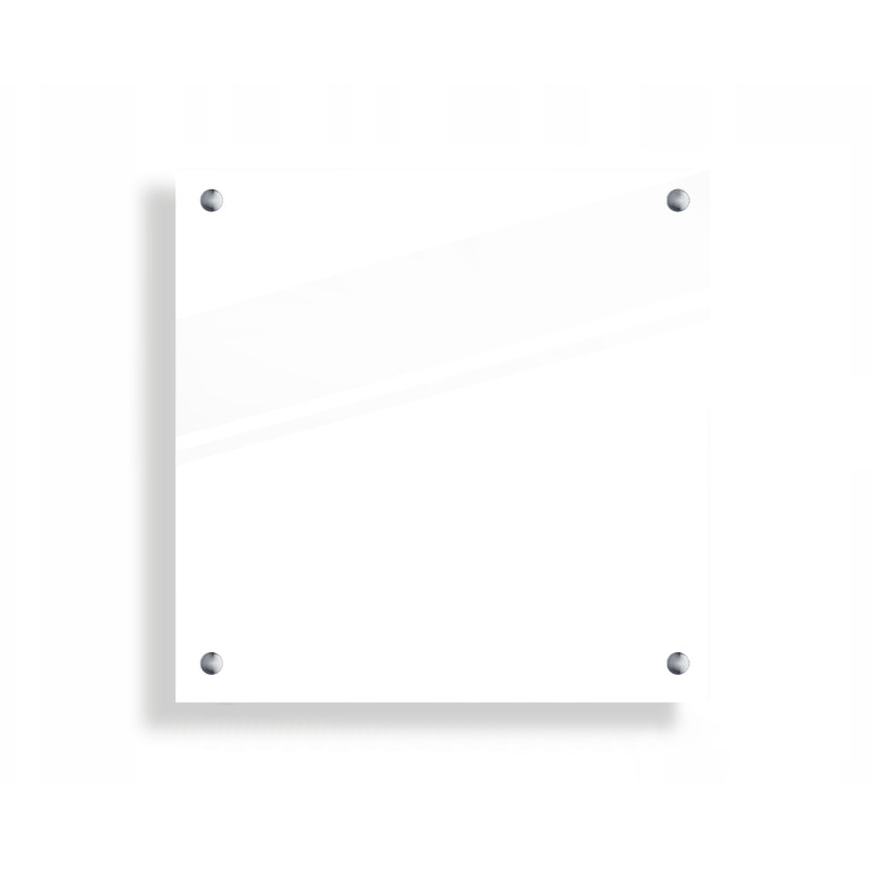 PANEL SZKLANY DO KUCHNI 50x50cm BIAŁY 6mm SREBRNE DYSTANSE