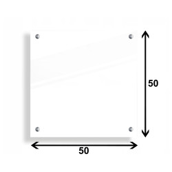 PANEL SZKLANY DO KUCHNI 50x50cm BIAŁY 6mm CZARNE DYSTANSE