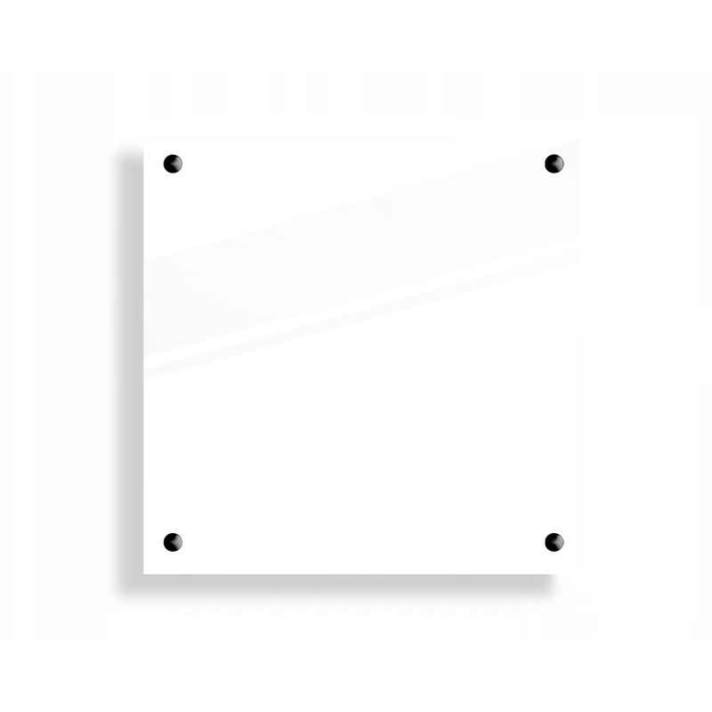 PANEL SZKLANY DO KUCHNI 50x50cm BIAŁY 4mm CZARNE DYSTANSE