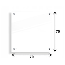 PANEL SZKLANY DO KUCHNI 70x70cm BIAŁY 4mm SREBRNE DYSTANSE
