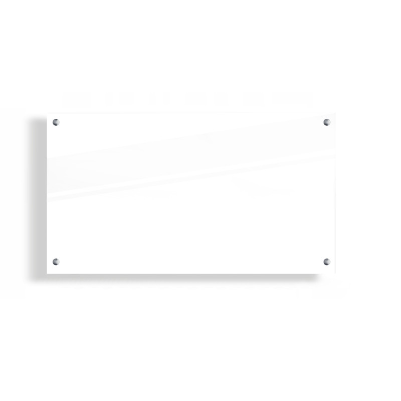 PANEL SZKLANY DO KUCHNI 60x30cm BIAŁY 6mm SREBRNE DYSTANSE