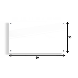 PANEL SZKLANY DO KUCHNI 60x30cm BIAŁY 4mm SREBRNE DYSTANSE