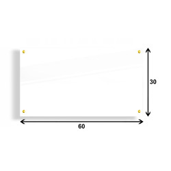 PANEL SZKLANY DO KUCHNI 60x30cm BIAŁY 4mm ZŁOTE PINY