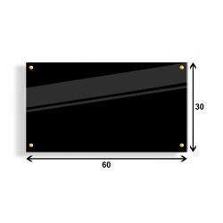 PANEL SZKLANY DO KUCHNI 60x30cm CZARNY 6mm ZŁOTE DYSTANSE