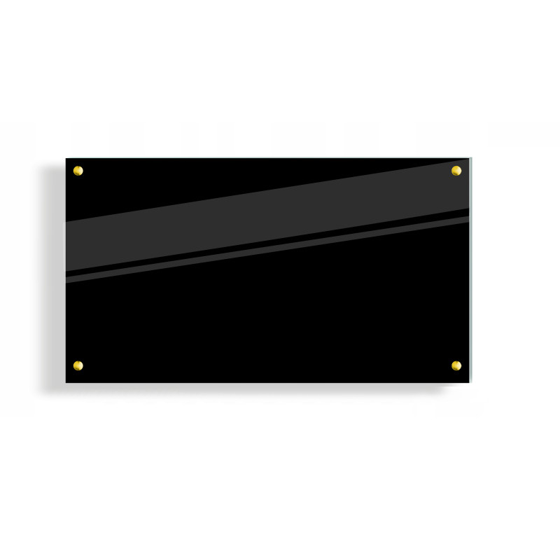 PANEL SZKLANY DO KUCHNI 60x30cm CZARNY 6mm ZŁOTE DYSTANSE