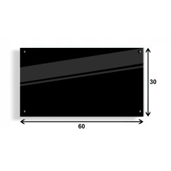 PANEL SZKLANY DO KUCHNI 60x30cm CZARNY 6mm CZARNE DYSTANSE
