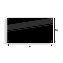 PANEL SZKLANY DO KUCHNI 60x30cm CZARNY 6mm SREBRNE PINY