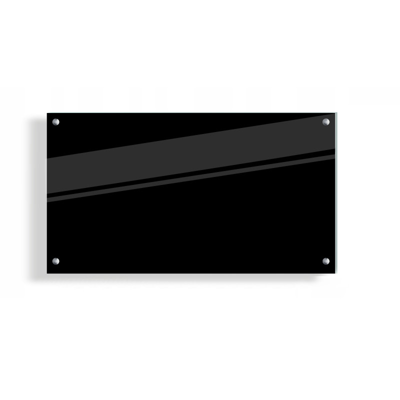 PANEL SZKLANY DO KUCHNI 60x30cm CZARNY 4mm SREBRNE PINY