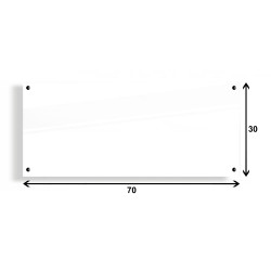 PANEL SZKLANY DO KUCHNI 70x30cm BIAŁY 6mm CZARNE DYSTANSE
