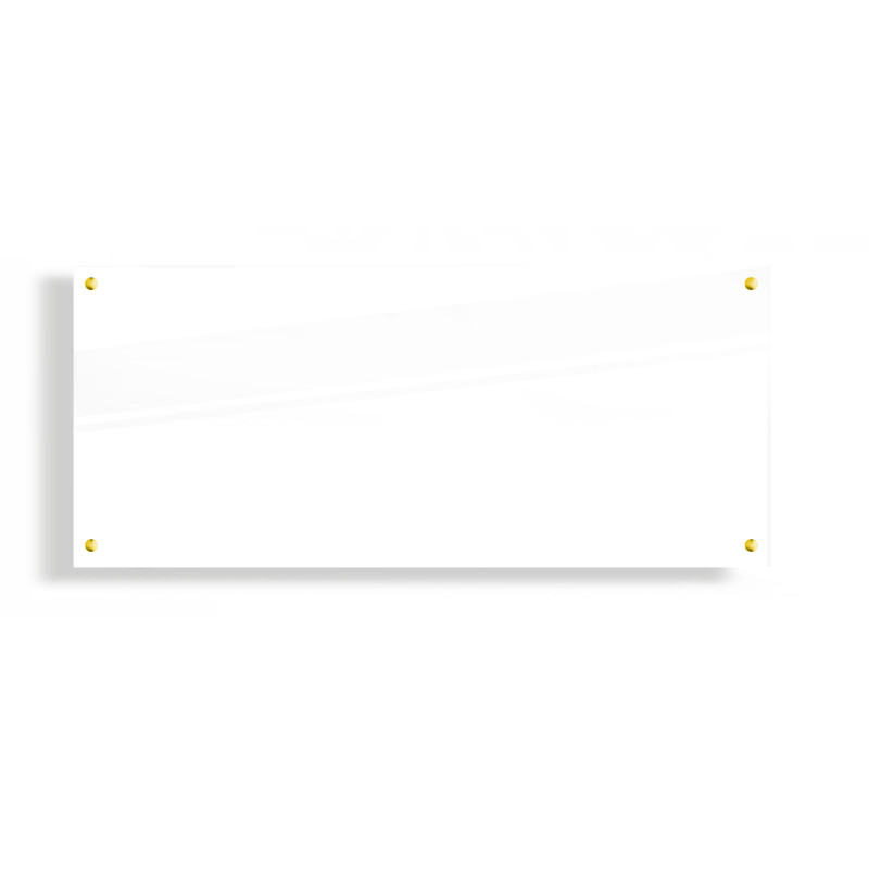 PANEL SZKLANY DO KUCHNI 70x30cm BIAŁY 6mm ZŁOTE PINY