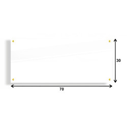 PANEL SZKLANY DO KUCHNI 70x30cm BIAŁY 4mm ZŁOTE PINY