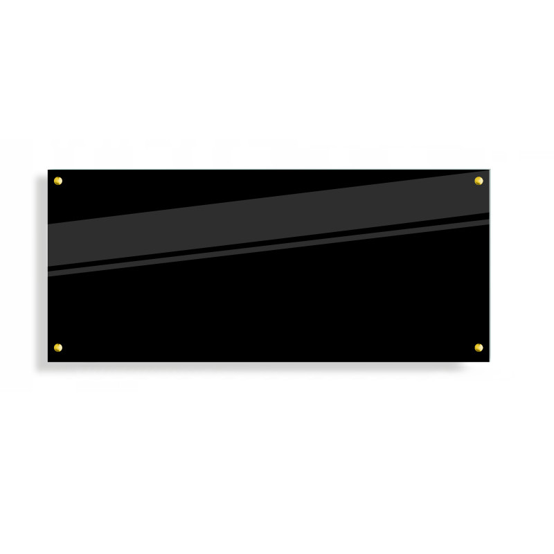 PANEL SZKLANY DO KUCHNI 70x30cm CZARNY 4mm ZŁOTE DYSTANSE