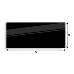 PANEL SZKLANY DO KUCHNI 70x30cm CZARNY 4mm CZARNE DYSTANSE