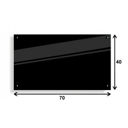 PANEL SZKLANY DO KUCHNI 70x40cm CZARNY 6mm CZARNE DYSTANSE