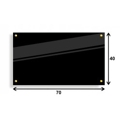 PANEL SZKLANY DO KUCHNI 70x40cm CZARNY 6mm ZŁOTE PINY