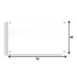 PANEL SZKLANY DO KUCHNI 70x40cm BIAŁY 4mm SREBRNE DYSTANSE