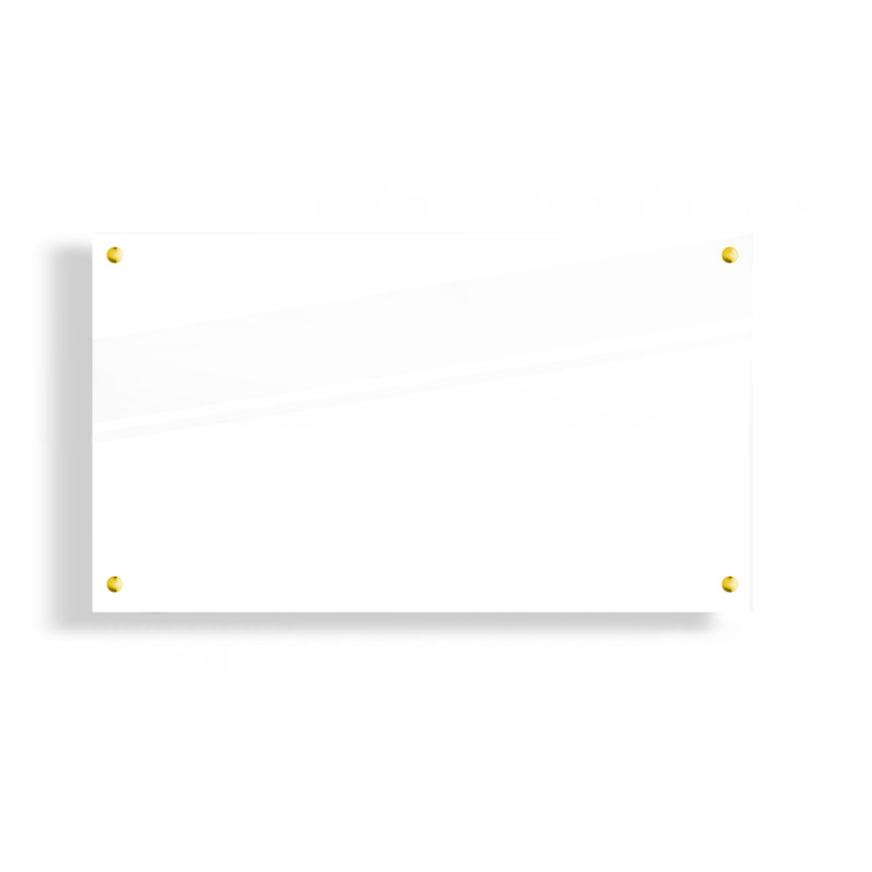 PANEL SZKLANY DO KUCHNI 70x40cm BIAŁY 4mm ZŁOTE DYSTANSE