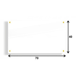 PANEL SZKLANY DO KUCHNI 70x40cm BIAŁY 4mm ZŁOTE PINY