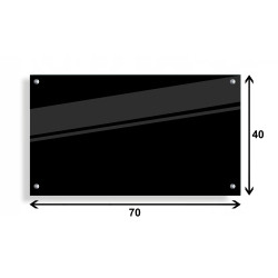 PANEL SZKLANY DO KUCHNI 70x40cm CZARNY 4mm SREBRNE DYSTANSE