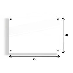 PANEL SZKLANY DO KUCHNI 70x50cm BIAŁY 6mm CZARNE PINY
