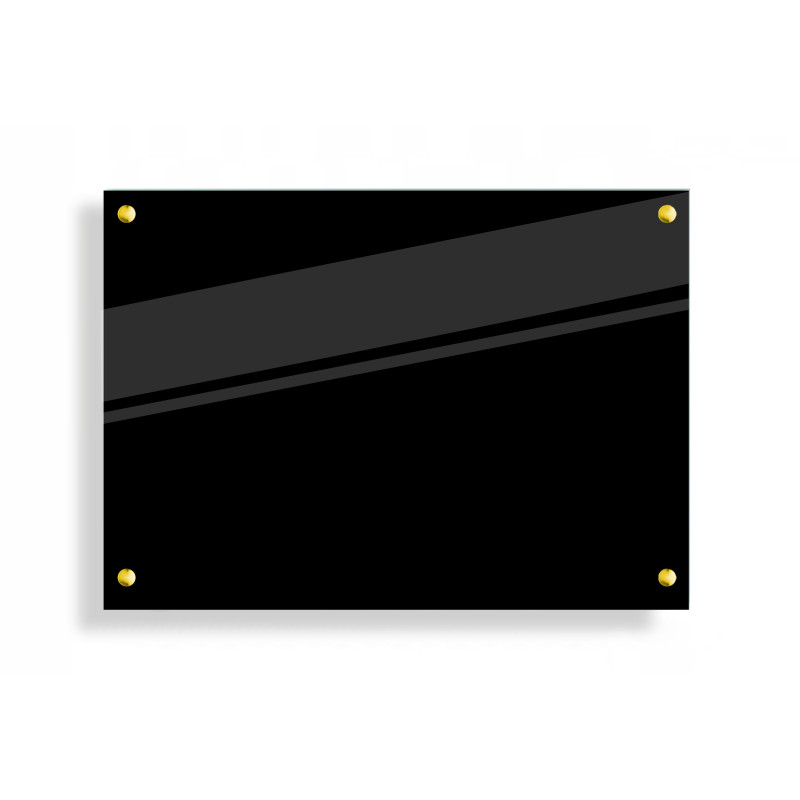 PANEL SZKLANY DO KUCHNI 70x50cm CZARNY 6mm ZŁOTE PINY