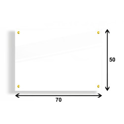 PANEL SZKLANY DO KUCHNI 70x50cm BIAŁY 4mm ZŁOTE PINY
