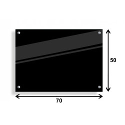 PANEL SZKLANY DO KUCHNI 70x50cm CZARNY 4mm SREBRNE PINY