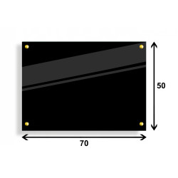 PANEL SZKLANY DO KUCHNI 70x50cm CZARNY 4mm ZŁOTE PINY
