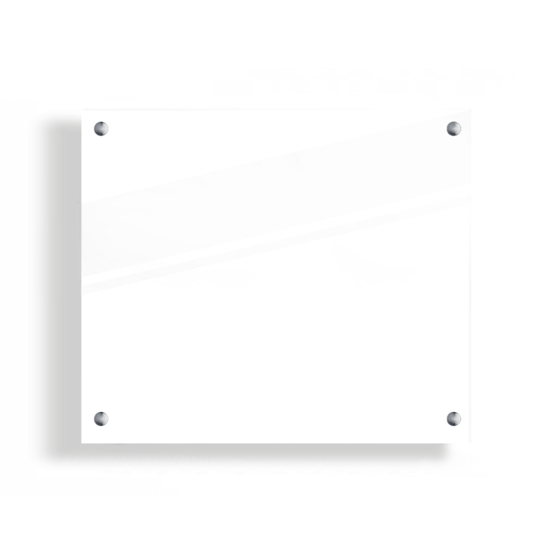 PANEL SZKLANY DO KUCHNI 70x60cm BIAŁY 6mm SREBRNE DYSTANSE