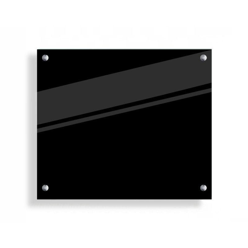 PANEL SZKLANY DO KUCHNI 70x60cm CZARNY 6mm SREBRNE PINY